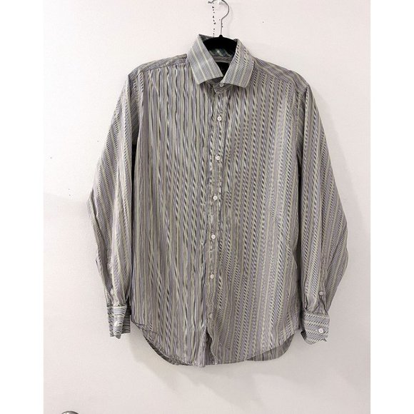 men's Tailorbyrd button down striped collared shirt Size M preppy - Picture 1 of 5